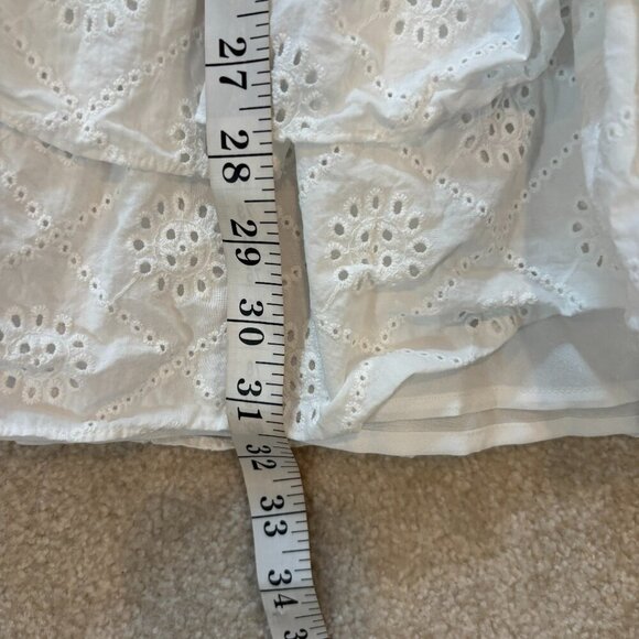 WAYF White Cotton Eyelet V-Neck Tiered Skirt Mini Dress - Size XS - Picture 10 of 12